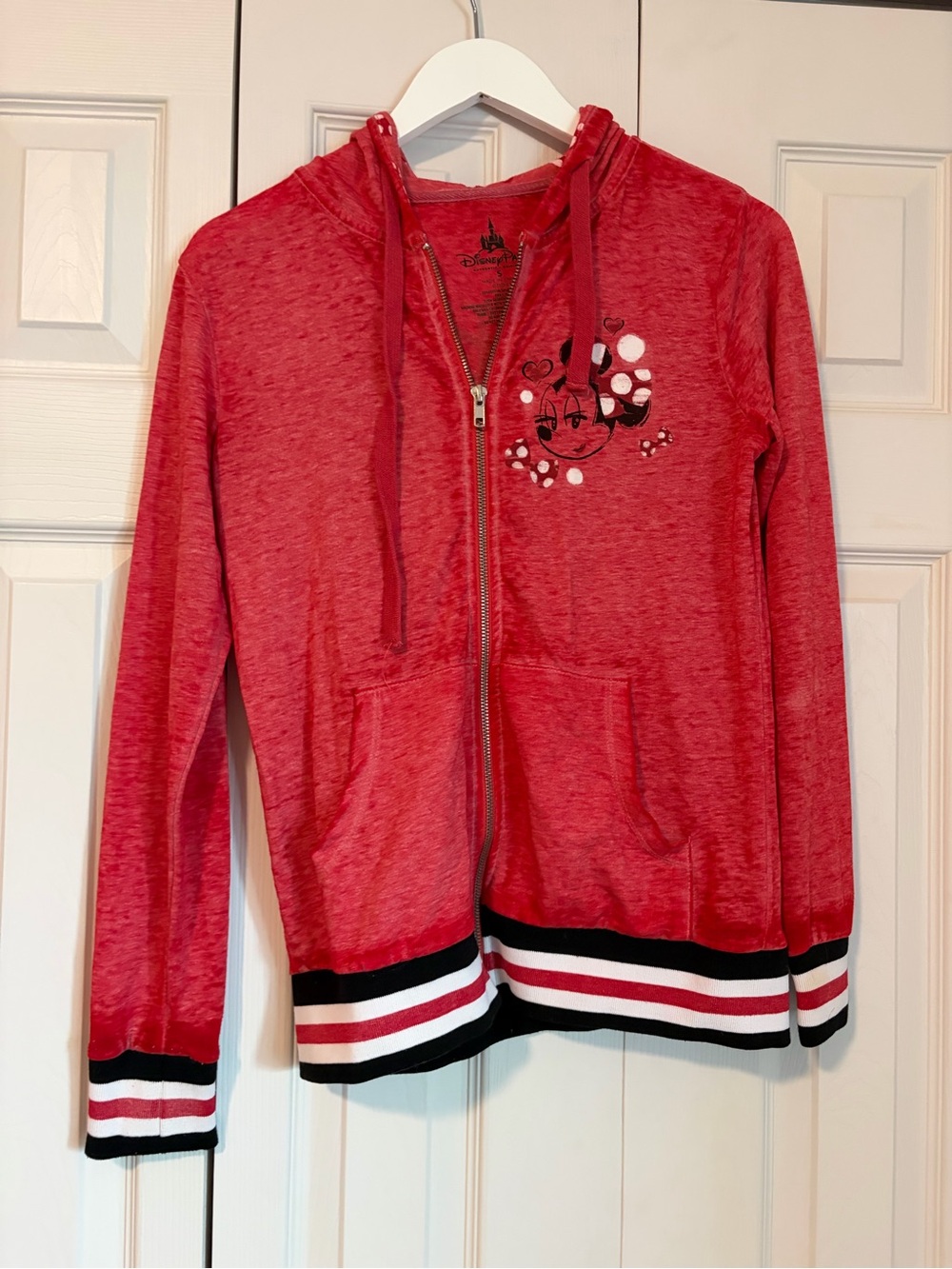 Disney Parks Minnie Mouse Full Zip Sweatshirt Hooded Sz Small Vacation Cute